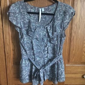 LC Lauren Conrad Floral Ruffle Blouse